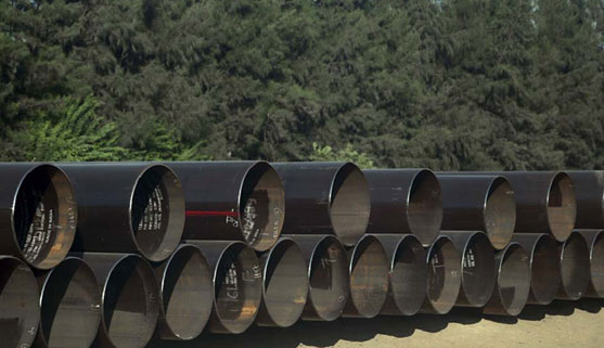 Line Pipes stacked at site for laying.